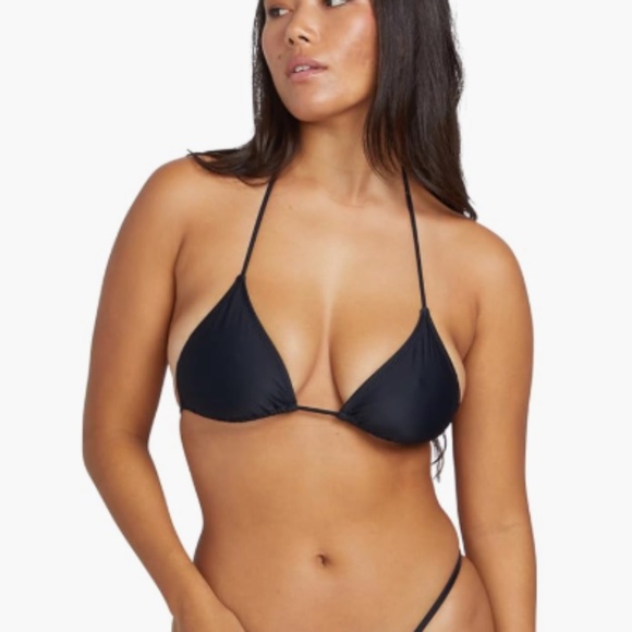 Volcom Women's Simply Solid Triangle Bikini Top Swim Black Size L 9202 - Picture 1 of 2